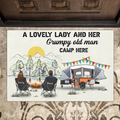Personalized Camping Doormat - Gift Idea For Camping Lover/Couple/Family/Friends - A Lovely Lady And Her Grumpy Old Man Camp Here