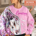 Personalized Horse Ear AOP Sweater - Up to 5 Names - Gift Idea For Horse Lover - Equestrian