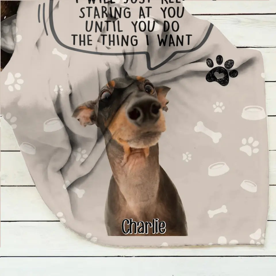 Personalized Pet Photo Quilt/Fleece Throw Blanket - Gift For Pet Lover - Up to 3 Pets - I Will Just Keep Staring At You