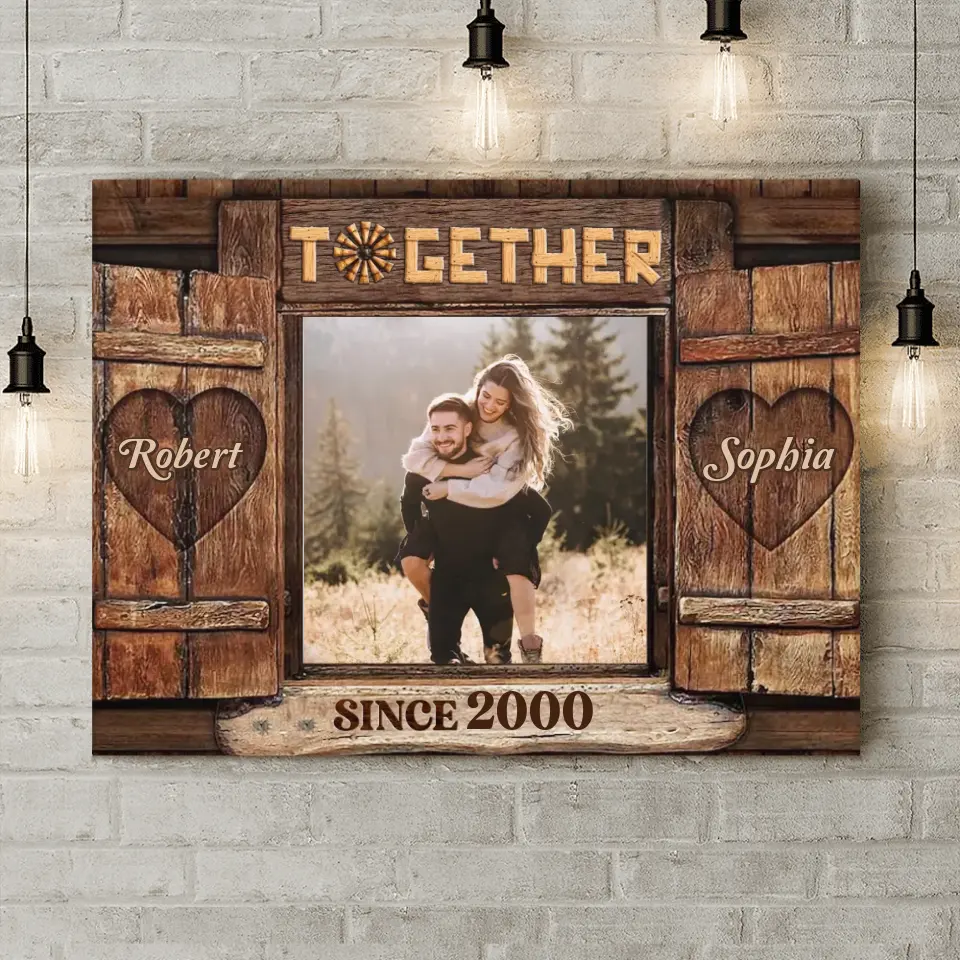 Personalized Couple Photo Horizontal Canvas - Gift Idea For Couple/Husband/Wife - Together Since 2000