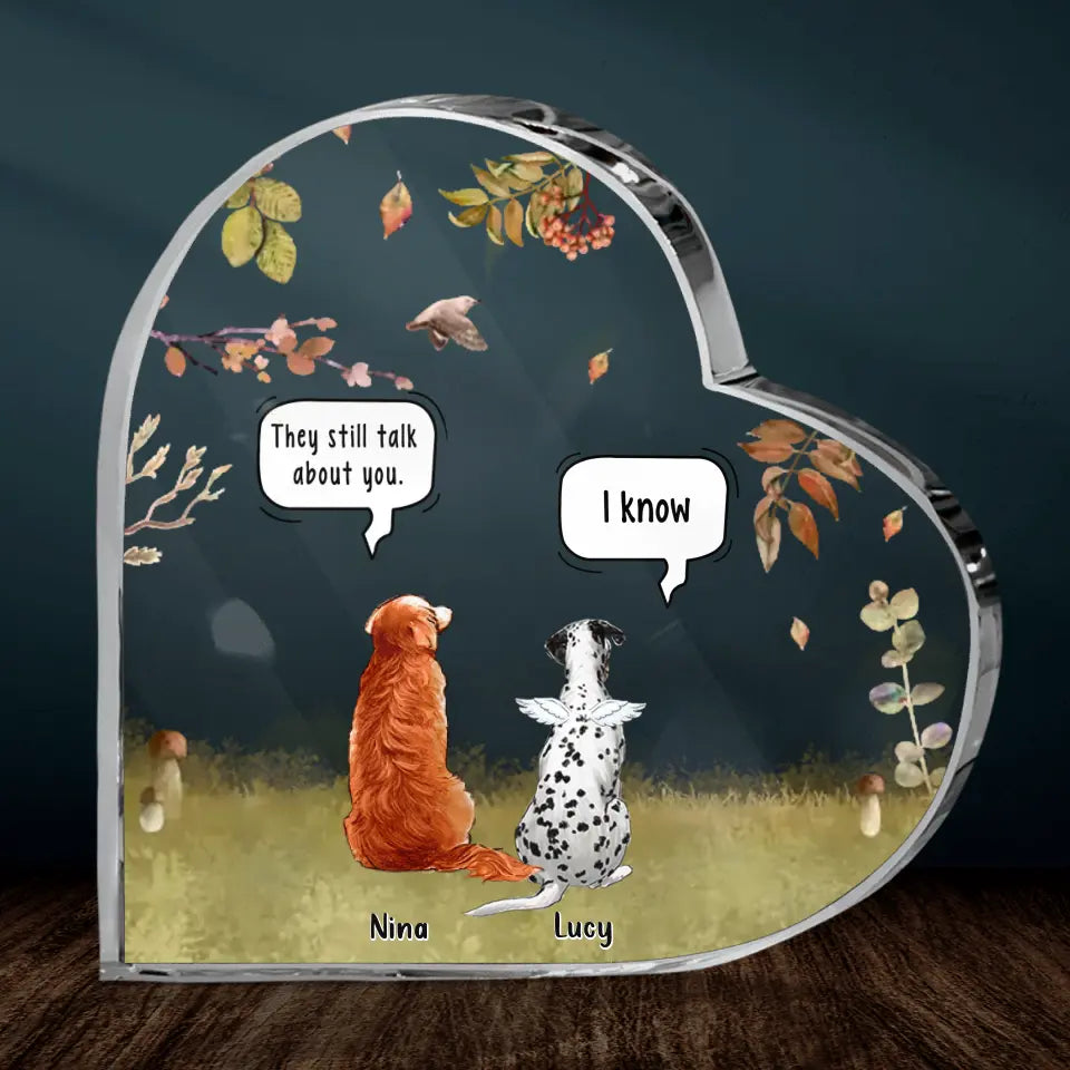 Personalized Memorial Pet Crystal Heart - Up to 6 Pets - Memorial Gift Idea For Dog/Cat Lover -  They Still Talk About You