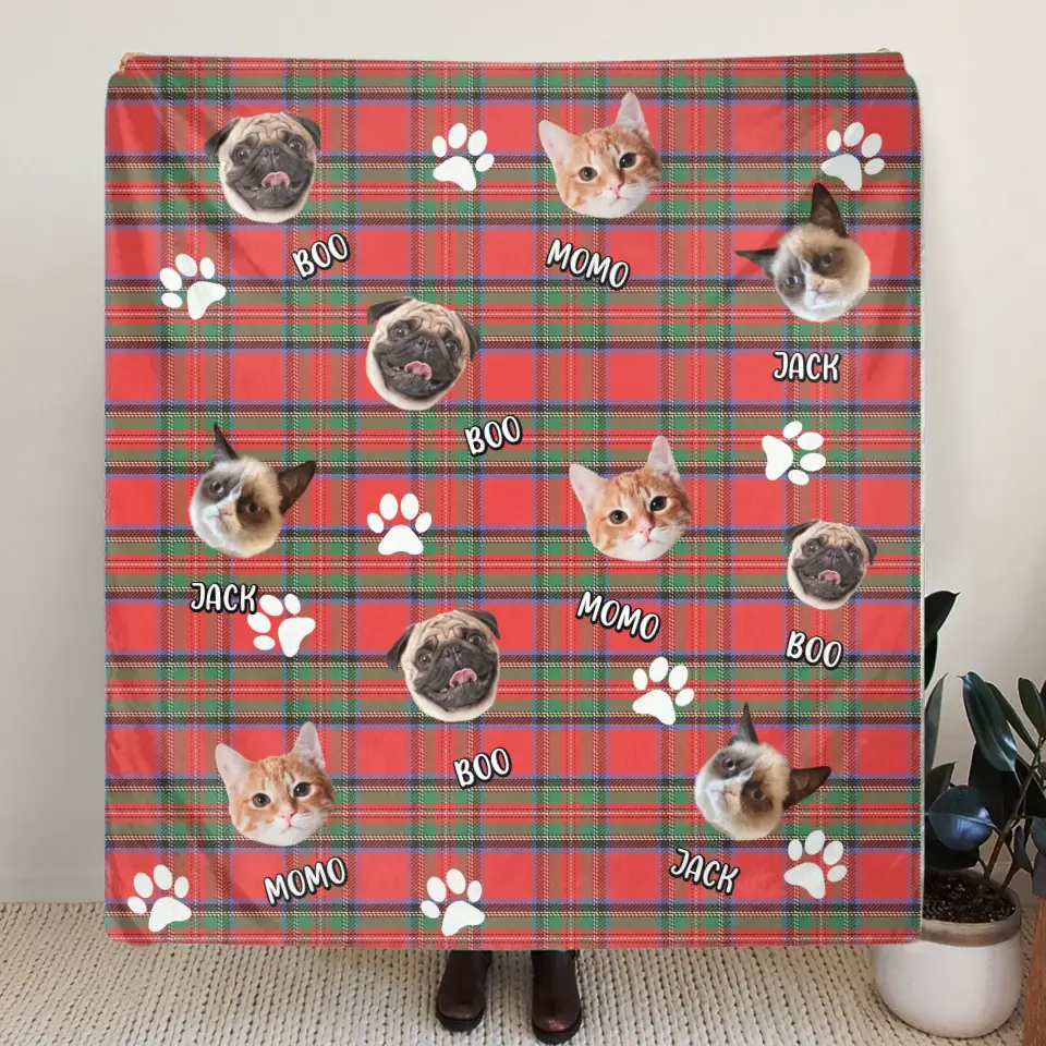 Personalized Pet Photo Fleece Throw Blanket/Quilt - Up to 3 Photos  - Christmas Gift Idea for Dog/Cat/Pet Lovers