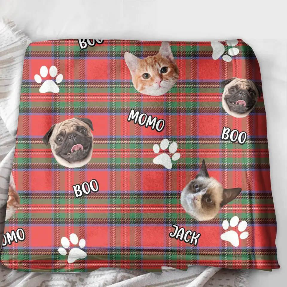 Personalized Pet Photo Fleece Throw Blanket/Quilt - Up to 3 Photos  - Christmas Gift Idea for Dog/Cat/Pet Lovers