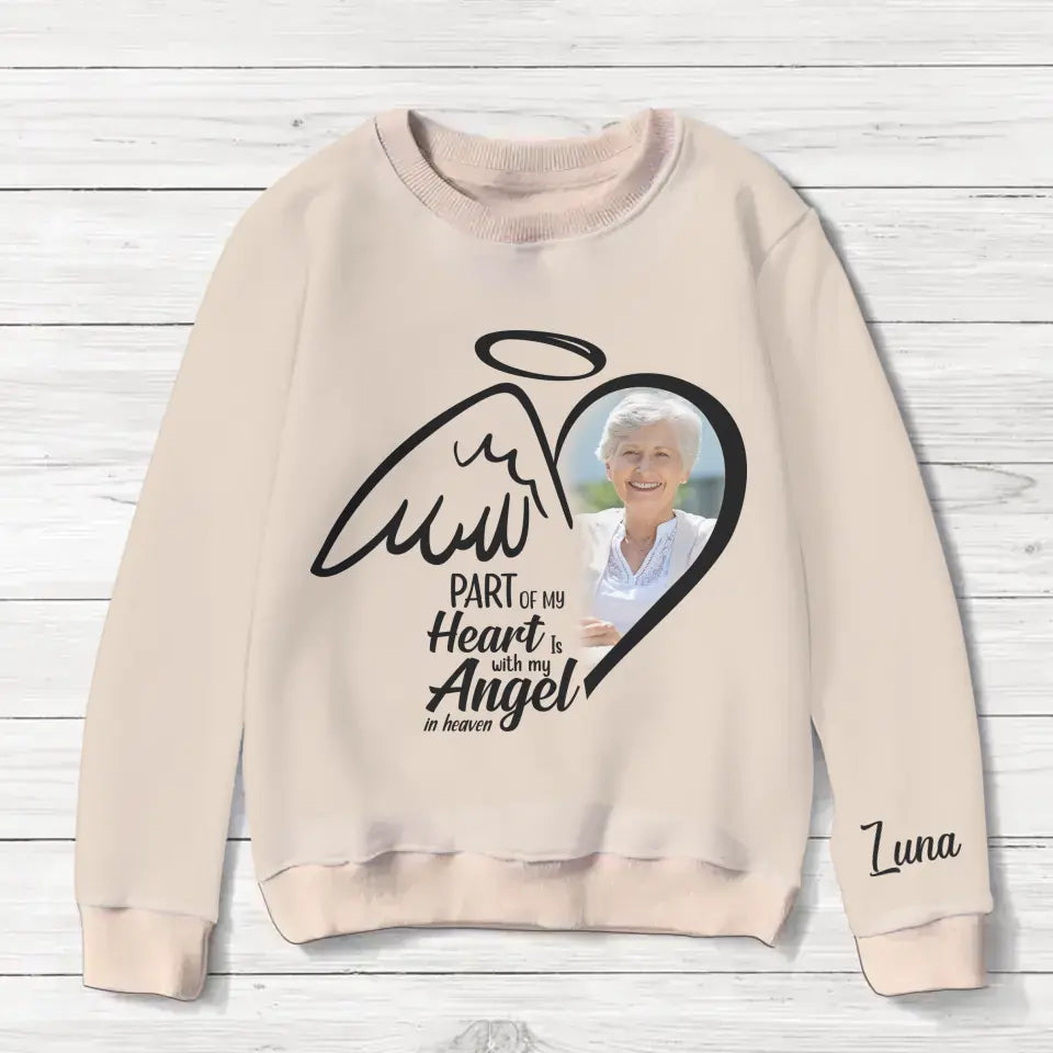Personalized Memorial Photo AOP Sweater - Memorial Gift Idea for Christmas - Part Of My Heart Is With My Angel In Heaven