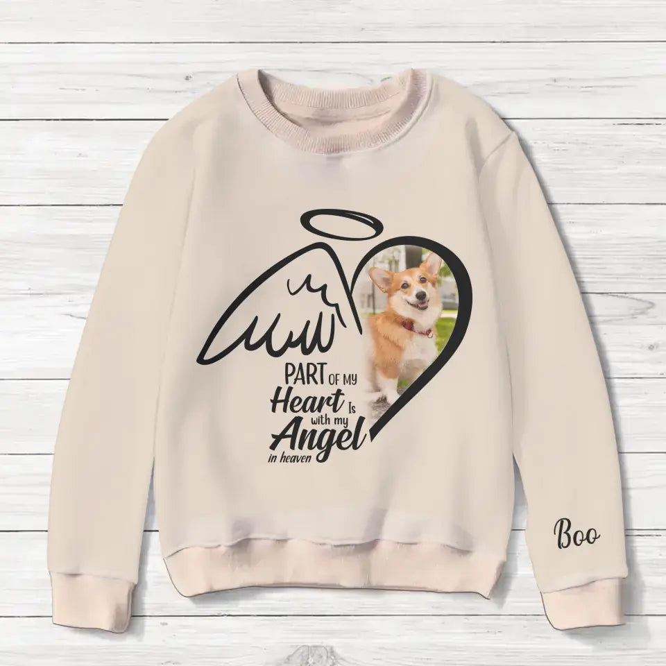 Personalized Memorial Pet Photo AOP Sweater - Memorial Gift Idea for Christmas - Part Of My Heart Is With My Angel In Heaven