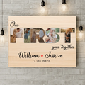 Personalized Couple Photo Horizontal Canvas - Gift Idea For Couple/Husband/Wife - Our First Year Together
