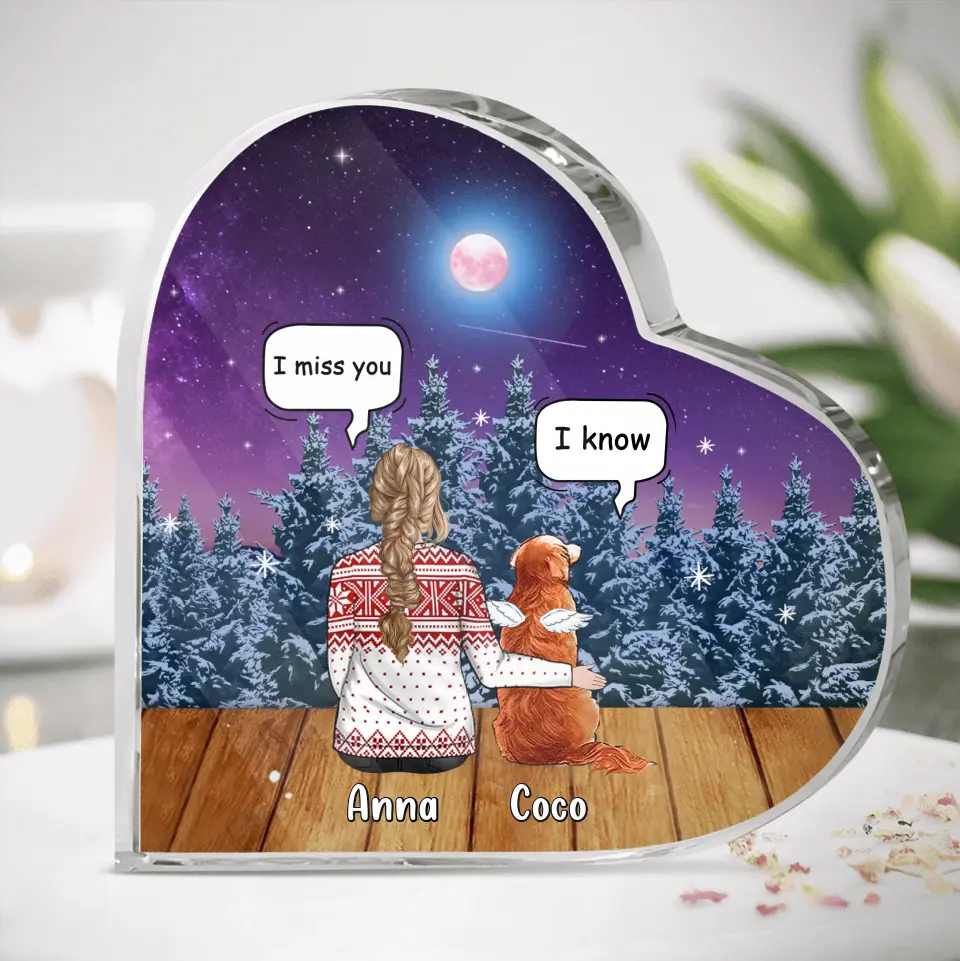 Personalized Memorial Pet Crystal Heart - Up to 4 Pets - Memorial Gift Idea For Dog/Cat Lover - I Miss You Dog