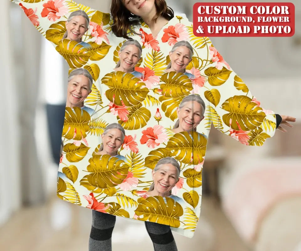Personalized Custom Photo Blanket Hoodie - Gift Idea For Woman/Grandma/Mother/Daughter/Her