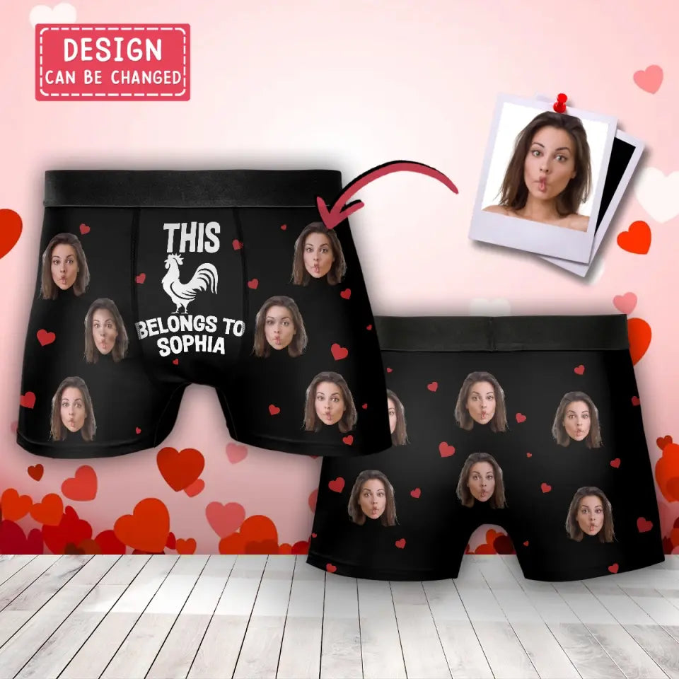Personalized Funny Men's Boxer Briefs - Upload Photo - Funny/ Valentines Gift Idea For Men, Boyfriend, Husband - This Cock Belongs To