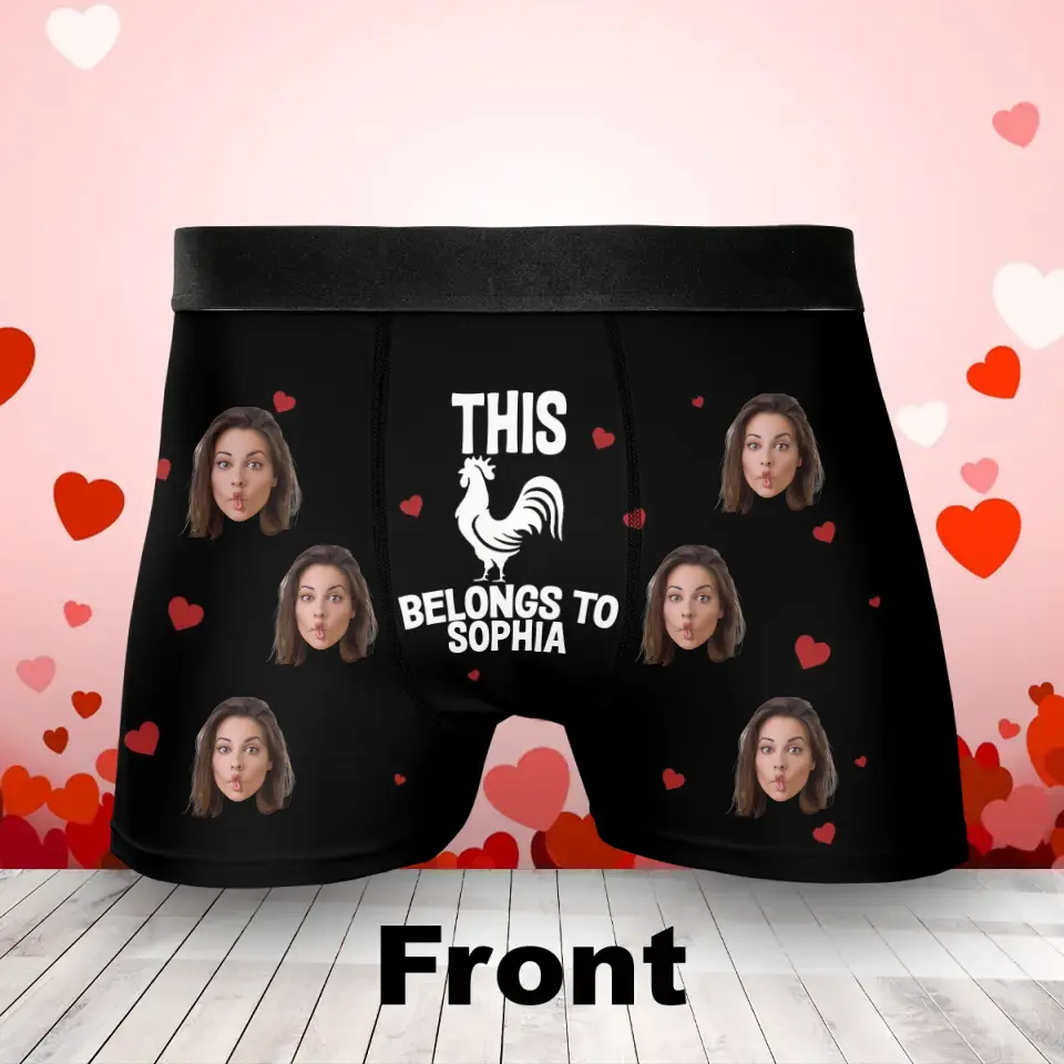 Personalized Funny Men's Boxer Briefs - Upload Photo - Funny/ Valentines Gift Idea For Men, Boyfriend, Husband - This Cock Belongs To