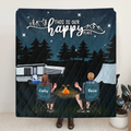 Personalized Camping Family Quilt/Fleece Throw Blanket - Gift Idea For Camping Lover/Couple/Family - This Is Our Happy Place