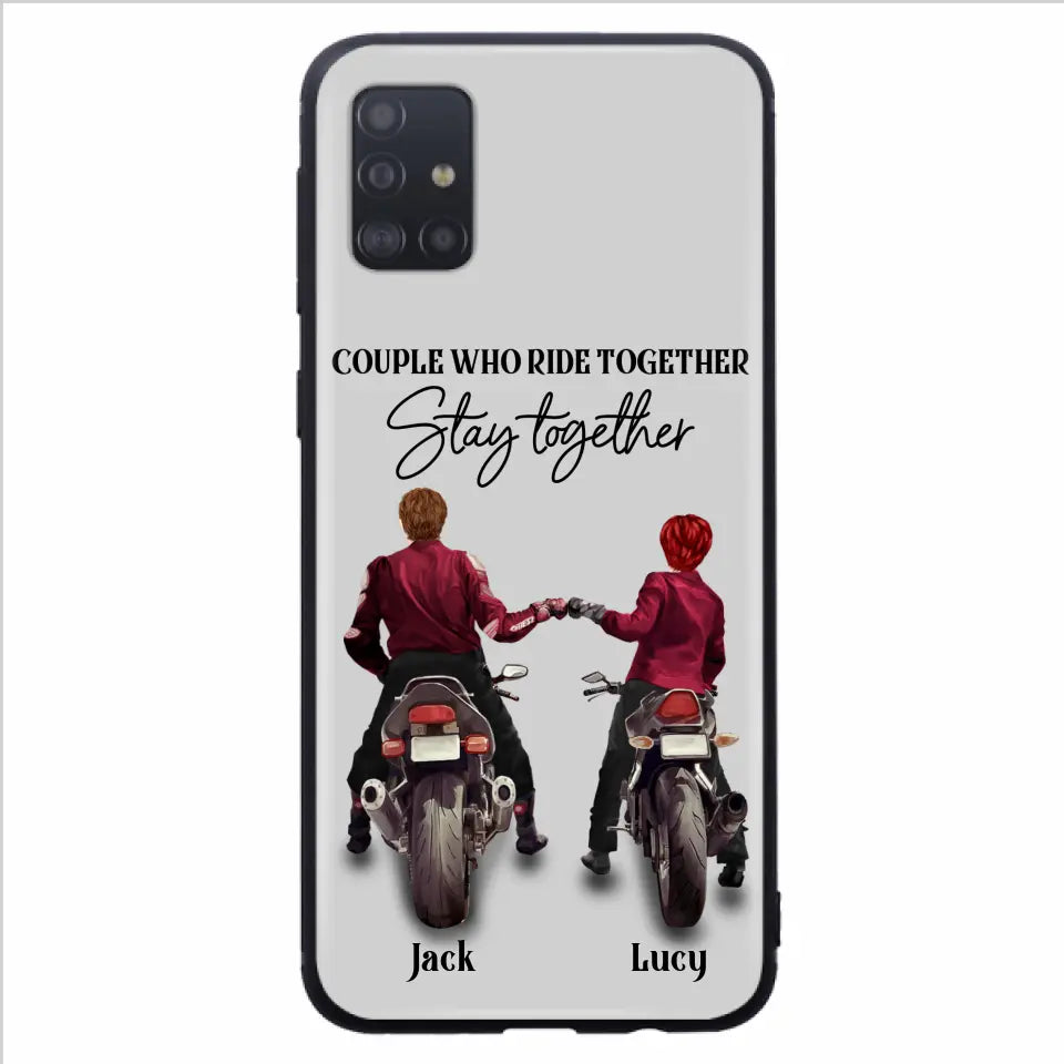 Personalized Riding Couple Phone Case - Gift Idea For Couple/Valentines Day/Her/Him - Couple Who Ride Together Stay Together - Case For Iphone/Samsung
