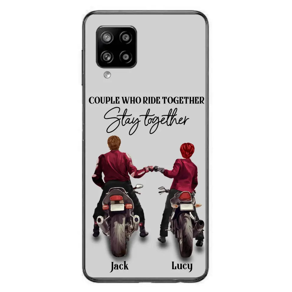 Personalized Riding Couple Phone Case - Gift Idea For Couple/Valentines Day/Her/Him - Couple Who Ride Together Stay Together - Case For Iphone/Samsung