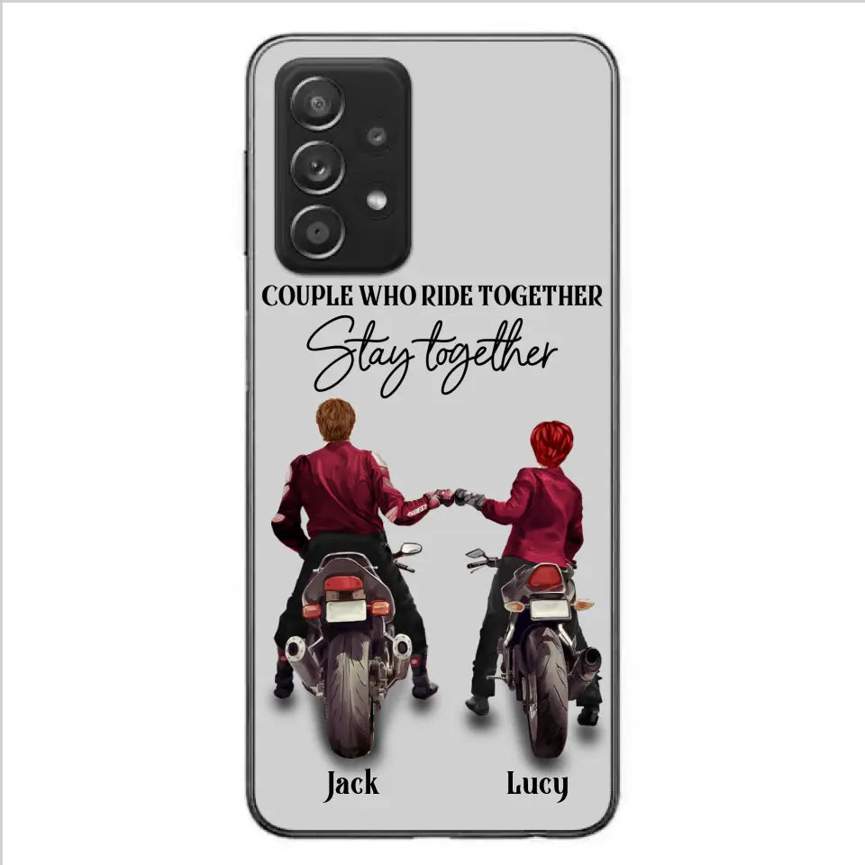 Personalized Riding Couple Phone Case - Gift Idea For Couple/Valentines Day/Her/Him - Couple Who Ride Together Stay Together - Case For Iphone/Samsung