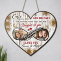 Personalized Couple Heart Wooden Sign - Upload Photo - Anniversary Gift Idea For Couple/Him/Her - I Love You Forever & Always