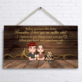 Personalized Family Wooden Sign - Up to 4 Adults With 4 Kids And Dogs - Gift Idea For Family - Before You Leave This Home Remember I Love You No Matter What