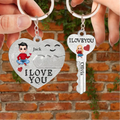 Personalized Couple Acrylic Keychains - Valentine's Day Gift Idea for Couple - I Love You