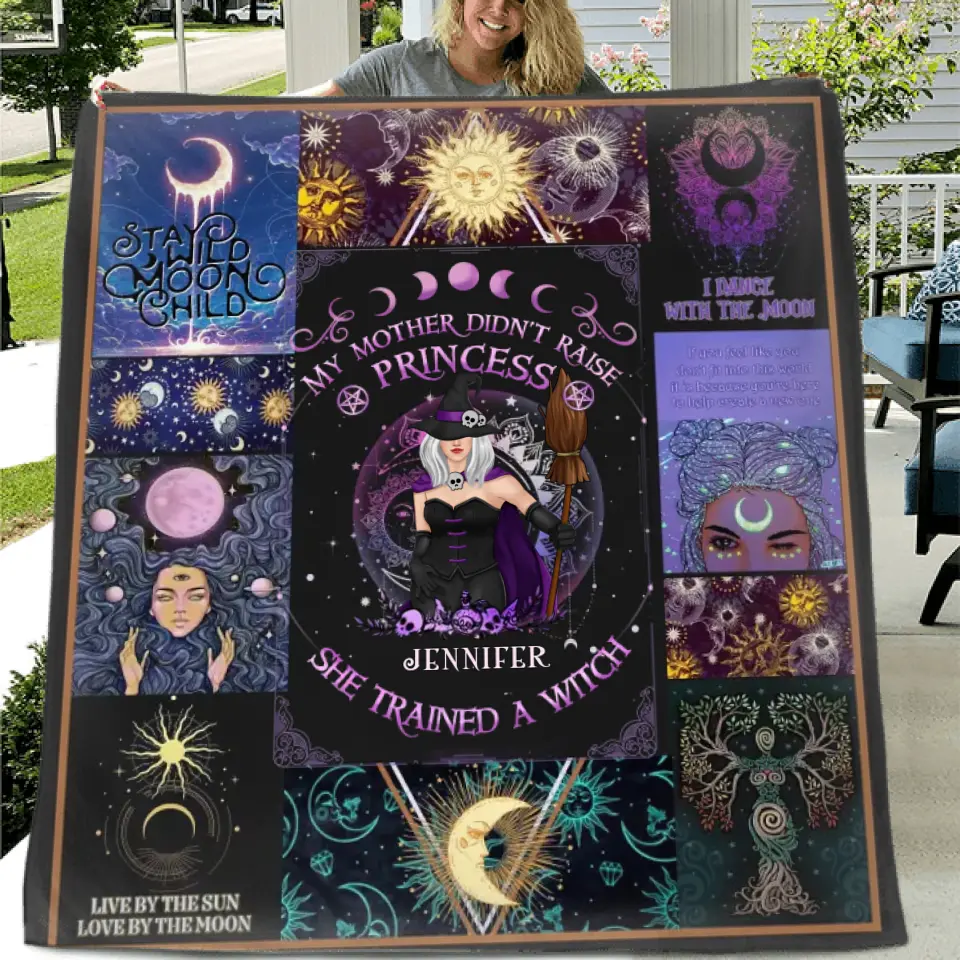 Personalized Witch Quilt/Fleece Blanket/Pillow Cover - Halloween Gift Idea For Witch Lovers - To My Daughter