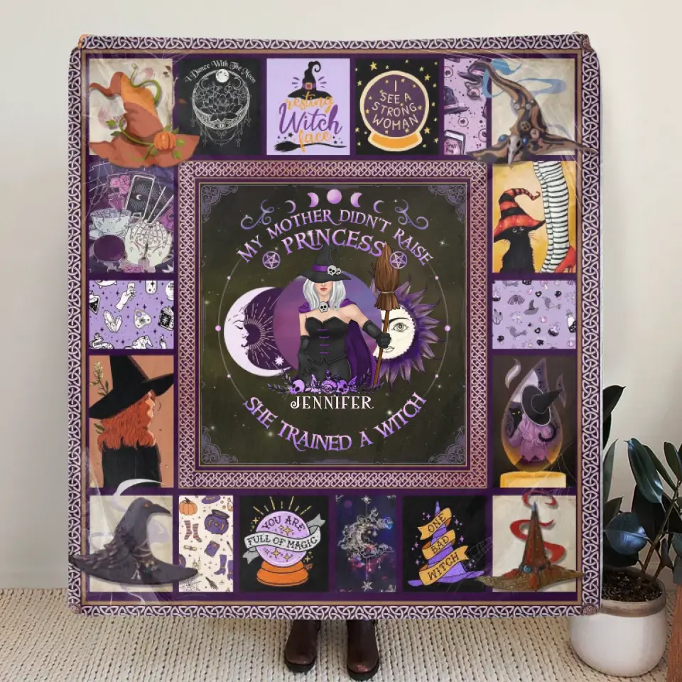 Personalized Witch Quilt/Fleece Blanket/Pillow Cover - Halloween Gift Idea For Witch Lovers - Remember Whose Daughter You Are