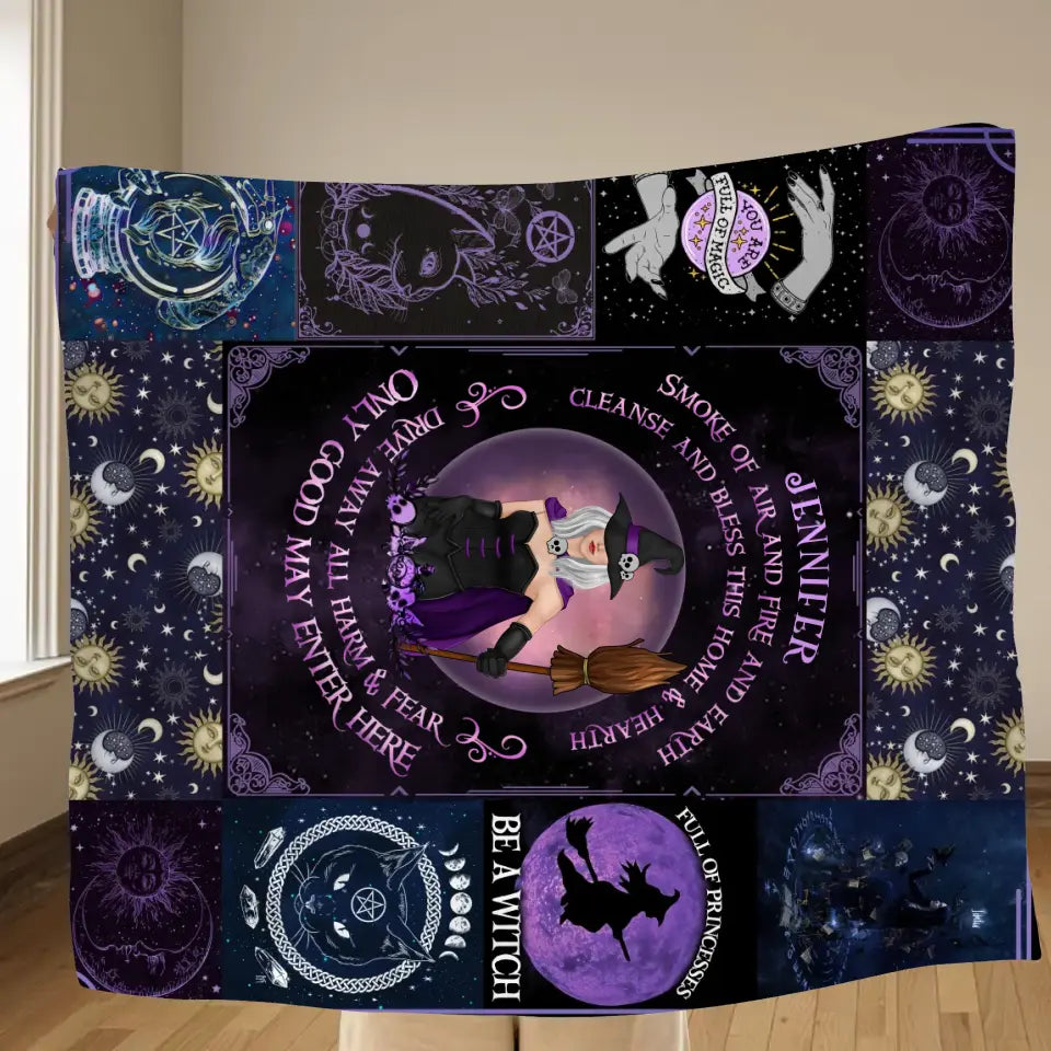 Personalized Witch Quilt/Fleece Blanket - Halloween Gift Idea For Witch Lovers - Smoke Of Air And Fire