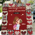 Personalized Couple Quilt/Fleece Throw Blanket/Pillow Cover - Gift Idea For Couple/Him/Her/Valentine's Day - Annoying Each Other For 15 Years