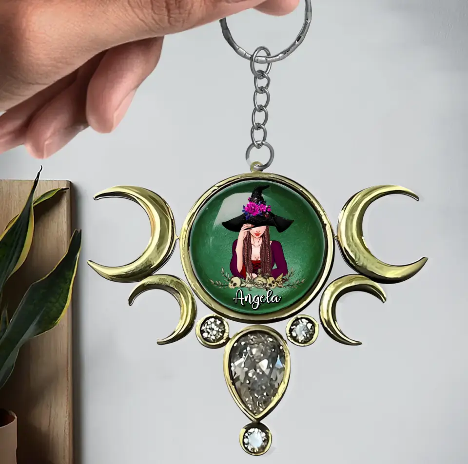 Personalized Five Moons Moonstone Acrylic Keychain - Gift Idea For Witch Lover