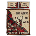 Personalized Couple Quilt Bed Sets - Gift Idea For Couple/Husband/Wife/Valentine's Day - He Keeps Me Safe