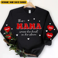 Personalized Mama Sweater - Up to 10 Children - Christmas Gift Idea for Mama/Grandma - This Mama Wears Her Heart On Her Sleeve