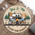 Personalized Camping Foldable Round Rug - Up to 5 Dogs - Gift Idea For Couple/Camping Lover/Dog Lover - You & Me And The Dogs