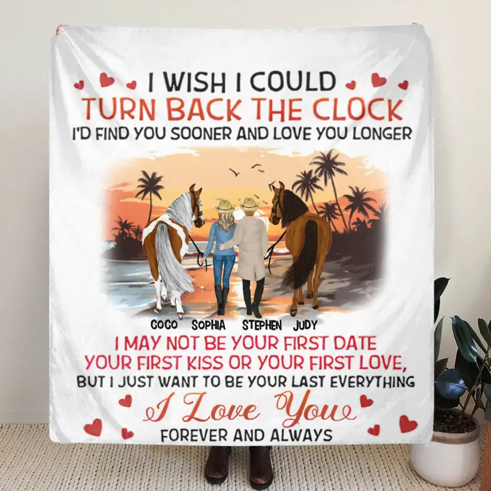 Personalized Riding Horse Couple Fleece Throw Blanket & Quilt - Valentine's Day Gift Idea For Couple/Him & Her - I'd Find You Sooner
