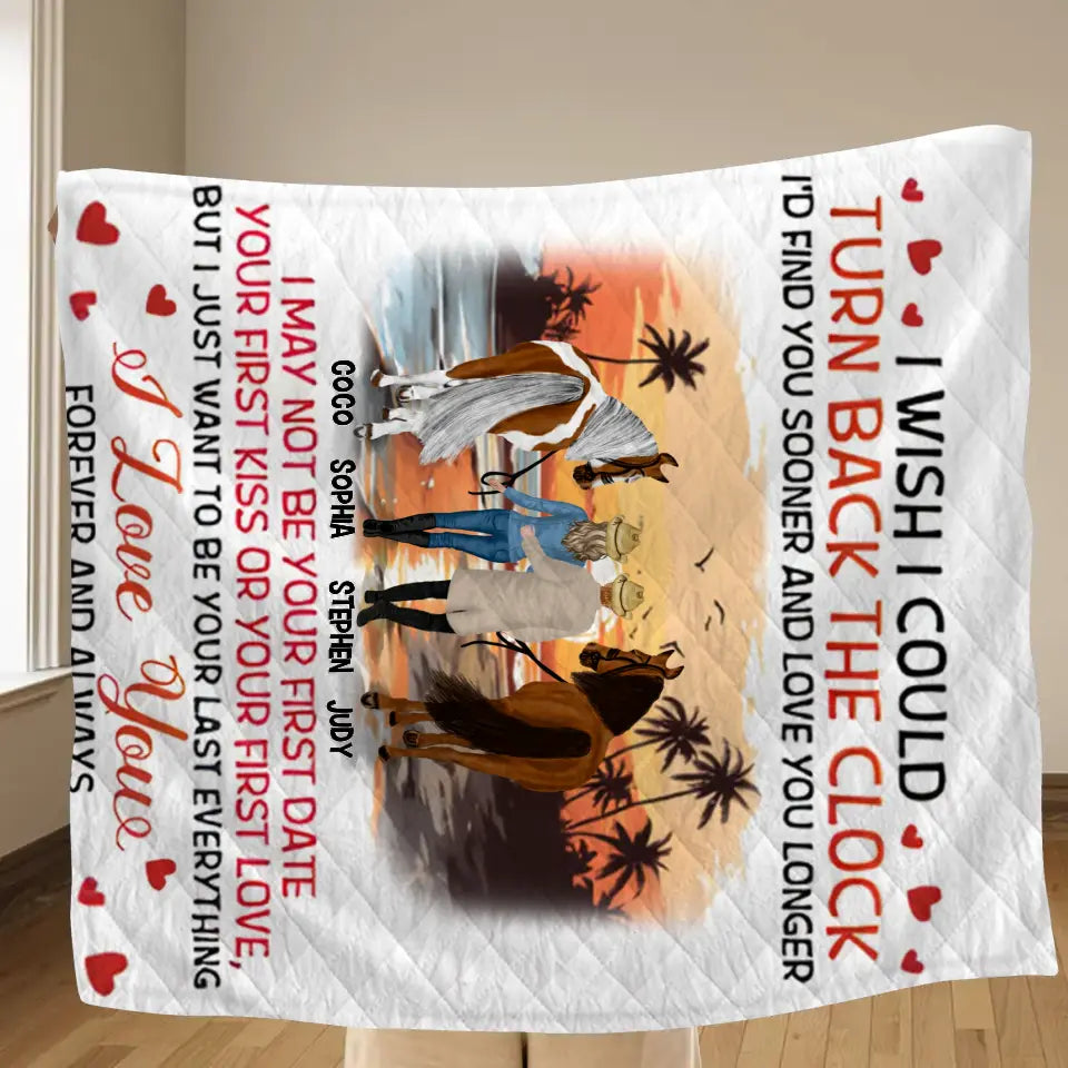 Personalized Riding Horse Couple Fleece Throw Blanket & Quilt - Valentine's Day Gift Idea For Couple/Him & Her - I'd Find You Sooner