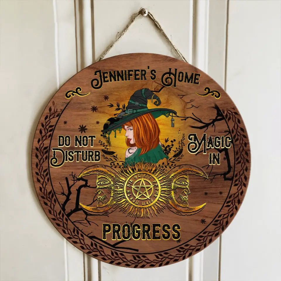 Personalized Witch Circle Wooden Sign - Halloween Gift Idea For Witch Lovers - Do Not Disturb Magic In Progress