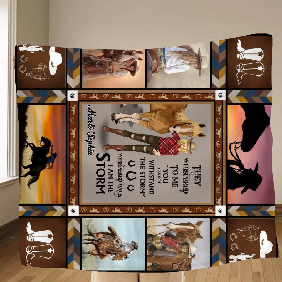 Personalized Horse Girl Quilt/Fleece Throw Blanket - Gift Idea For Girl/Horse Lovers - They Whispered To Me