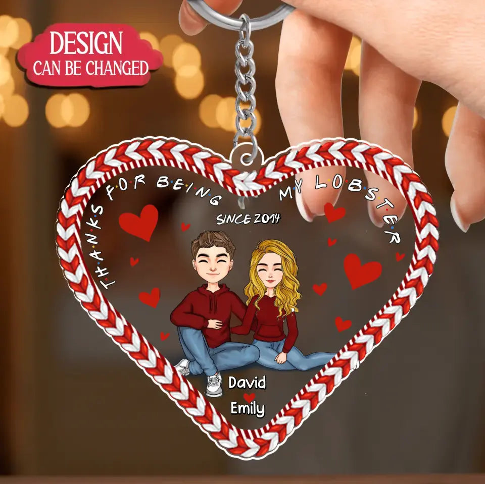 Personalized Couple Heart Acrylic Keychain - Gift Idea For Couple/Valentine's Day - Gift To Him/Her - Thanks For Being My Lobster