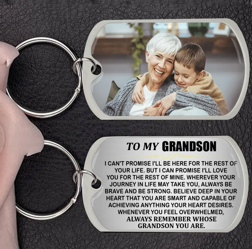 Personalized To My Grandkid Aluminum Keychain - Upload Photo - Gift Idea For Grandson/Granddaughter From Grandma