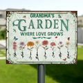 Personalized Grandma's Garden Metal Sign - Mother's Day Gift Idea For Grandma/Mother - Up to 8 Kids - Where Love Grows