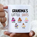 Personalized Funny Coffee Mug - Gift Idea For Mom/Dad/Grandpa/Grandma - Up to 5 Kids - Grandma's Little Shits