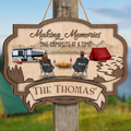Personalized Camping Wooden Sign - Couple/Parents with Up to 2 Children & 3 Pets - Christmas Gift Idea For Camping Lovers/Couple/Family - Making Memories One Campsite At A Time