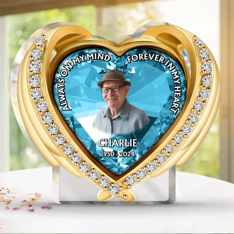 Personalized Memorial Acrylic Plaque - Memorial Gift Idea - Upload Photo - Always On My Mind Forever In My Heart