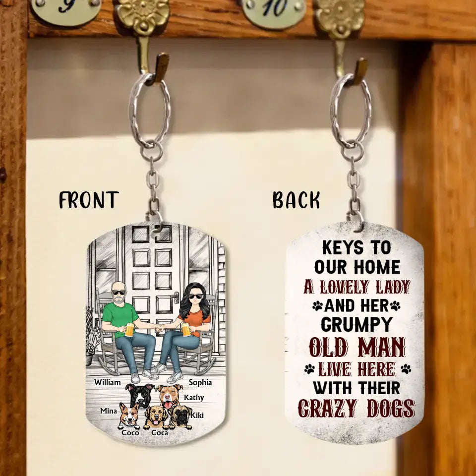 Personalized Couple Aluminum Keychain - Gift Idea For Couple/Dog Lovers - Up to 5 Dogs - Keys To Our Home
