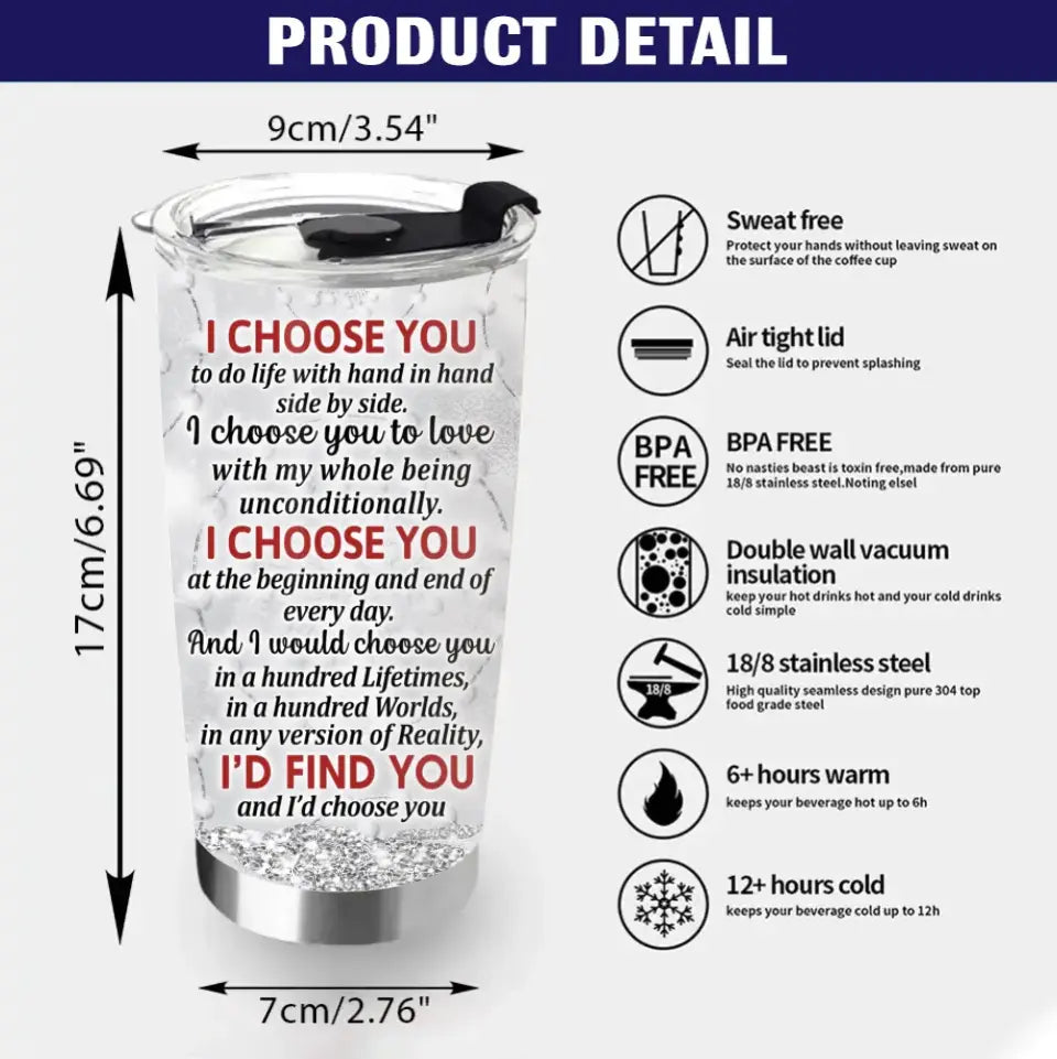 Personalized Couple Tumbler - Gift Idea For Couple/Him/Her/Valentine's Day - I Choose You