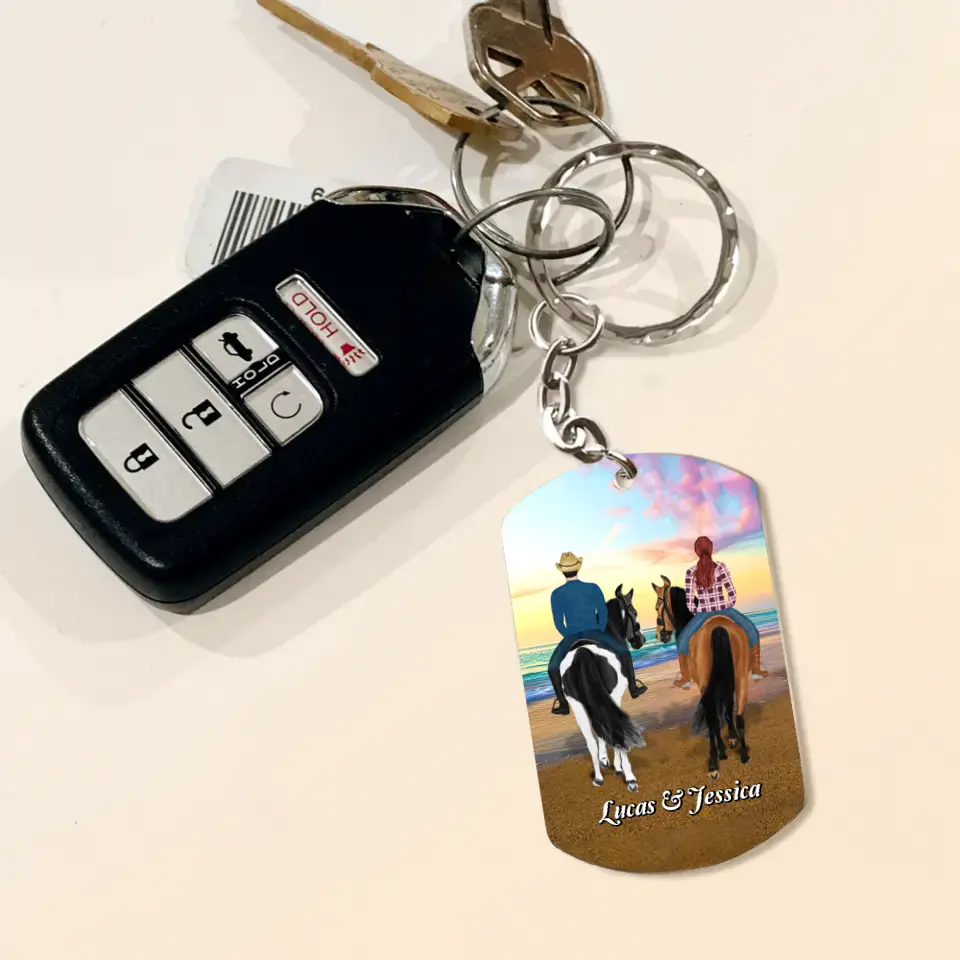 Personalized Riding Horse Couple Aluminum Keychain - Gift Idea For Him/ Husband - I'm Proud Of You