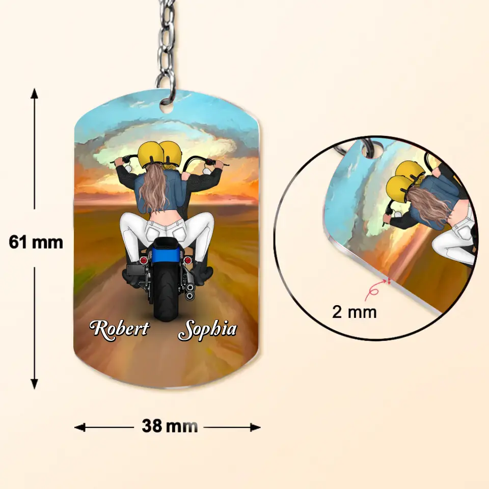 Personalized Riding Motor Couple Aluminum Keychain - Gift Idea For Him/ Husband - You're Sexy