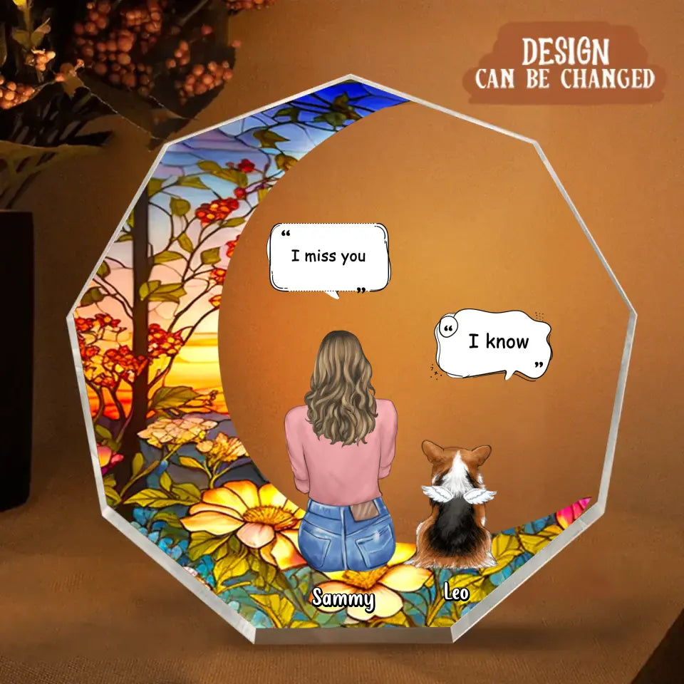 Personalized Memorial Pet Nonagon Acrylic Plaque - Memorial Gift Idea For Dog/Cat/Rabbit Owners - I Miss You