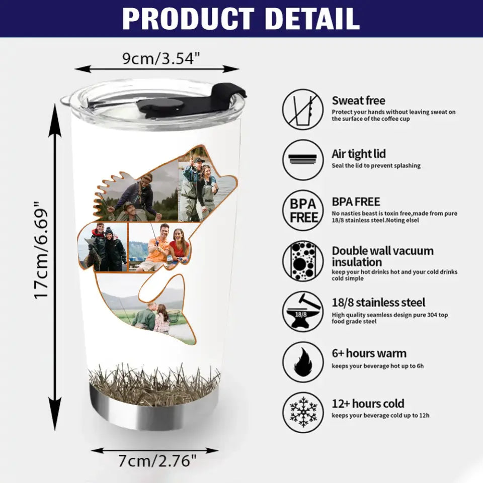 Personalized Couple Tumbler - Upload Photo - Gift Idea For Couple/Him/Her/Fishing Lover - Your Are The Rod To My Reel