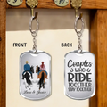 Personalized Couple Riding Horses Aluminum Keychain - Best Gift For Couple, Horse Lover - Couples Who Ride Together Stay Together