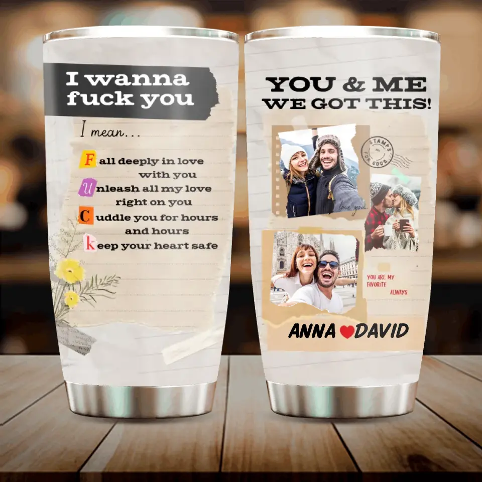 Personalized Photo Couple Tumbler - Gift Idea for Couple/Him/Her - Upload Photos - Fall Deeply In Love With You