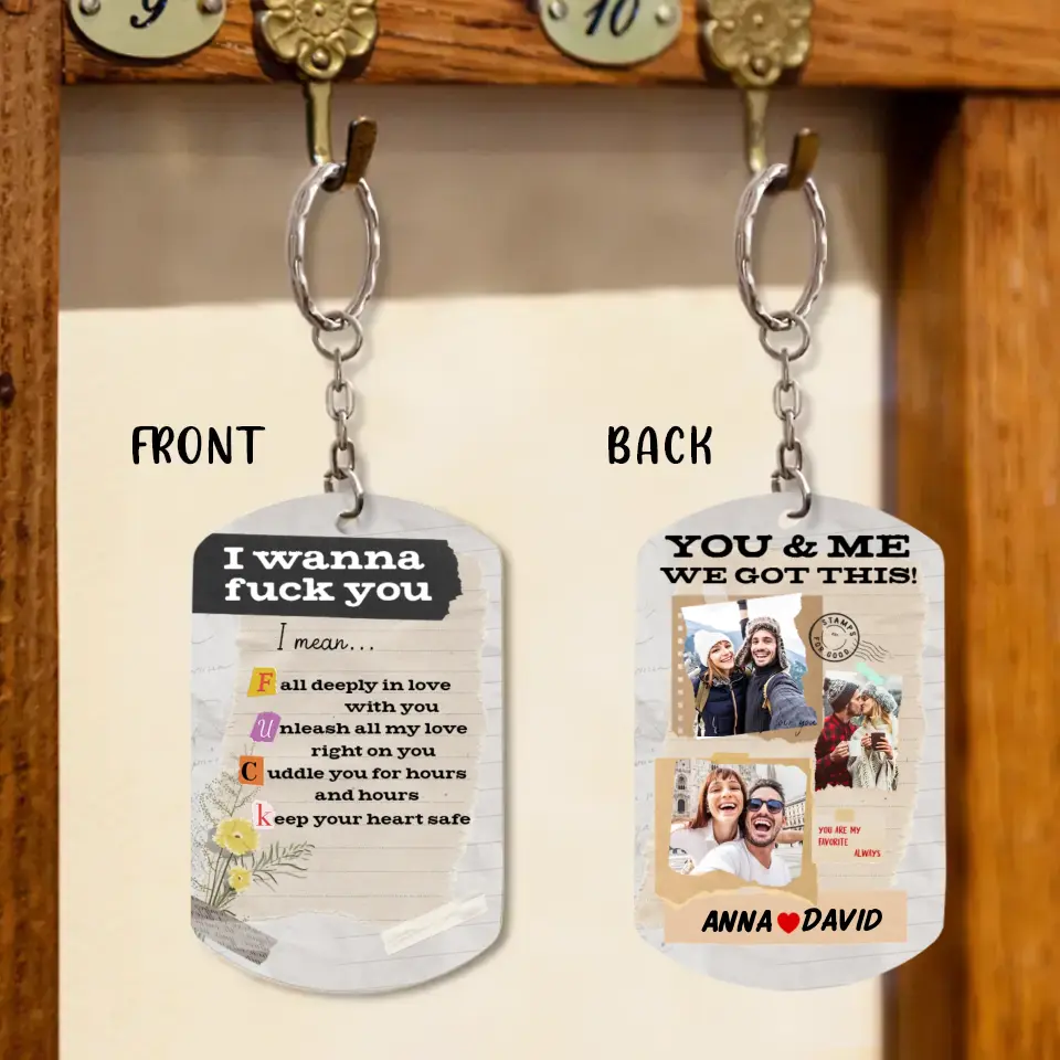 Personalized Photo Couple Aluminum Keychain - Gift Idea for Couple/Him/Her - Upload Photos - Fall Deeply In Love With You