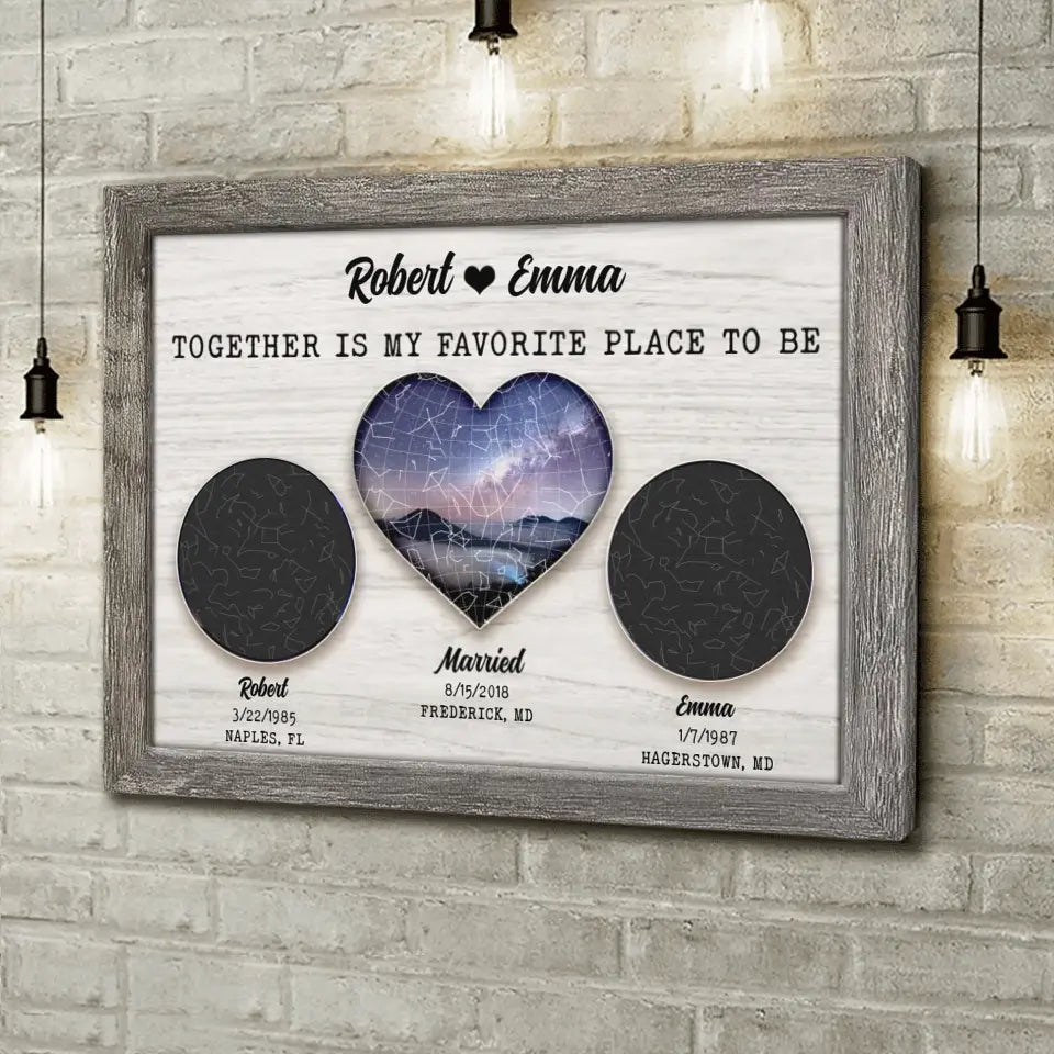 Personalized Couple Canvas - Valentine's Day Gift Idea for Couple/Him/Her - Together Is My Favorite Place To Be