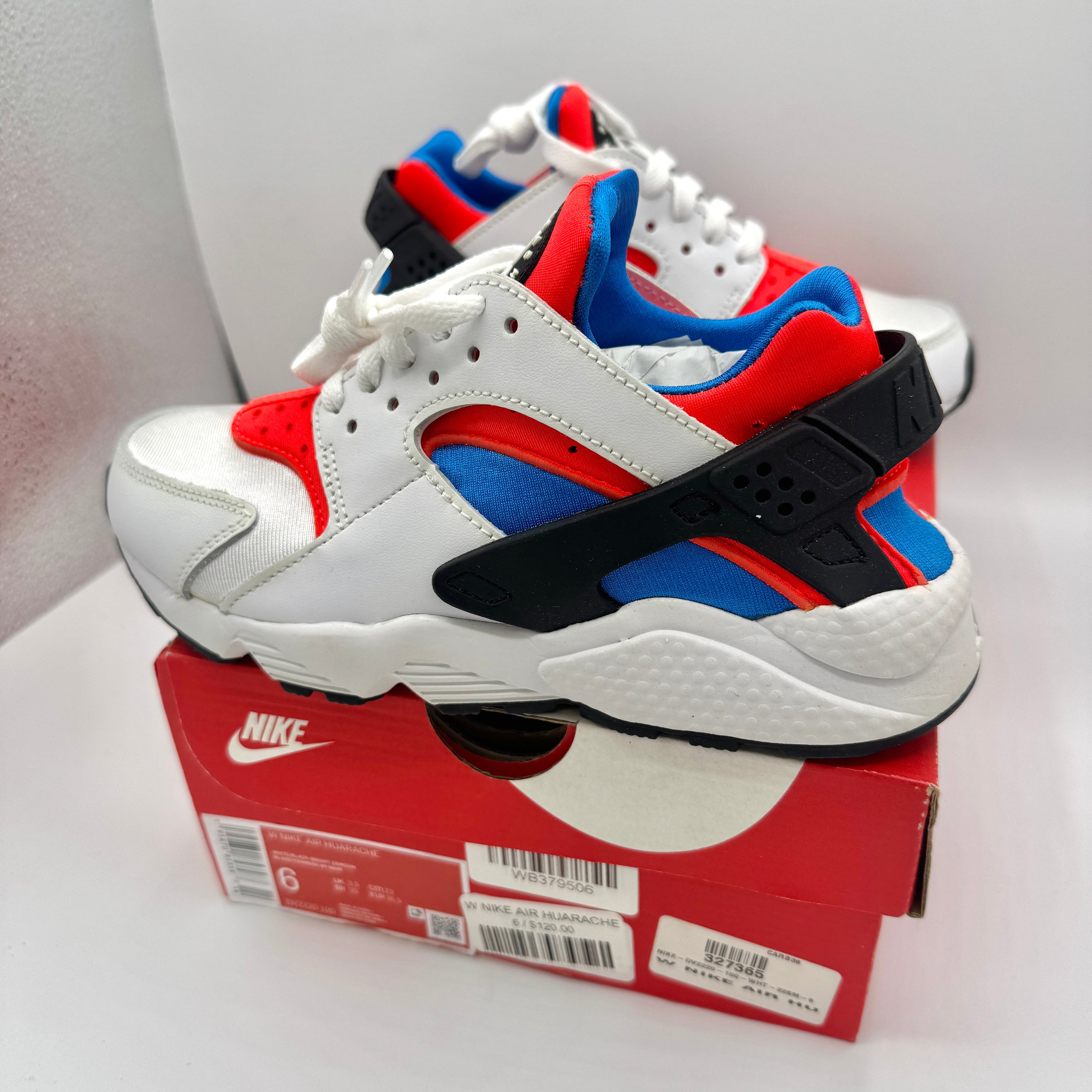 Nike Hurache Women’s Sneakers in White Bright Crimson / Photo Blue / Black